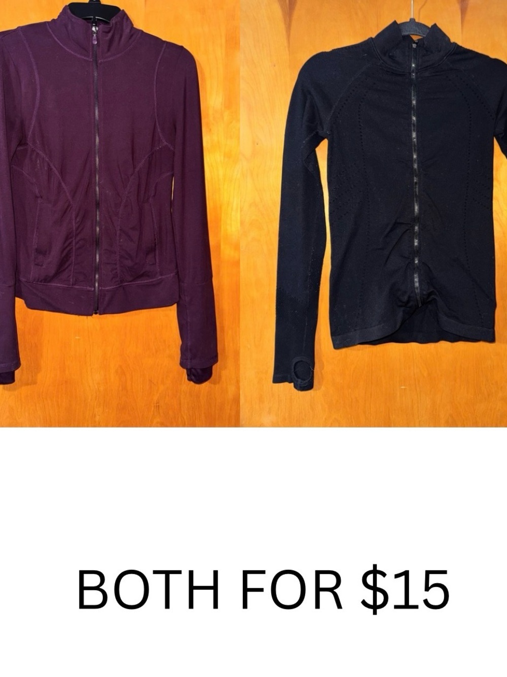 Athletic Zip ups in Plum and Black